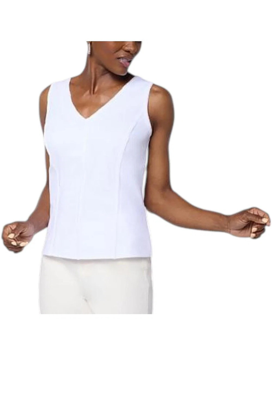 C Wonder Women's Lace and Denim Mix Layering Tank White - Regular